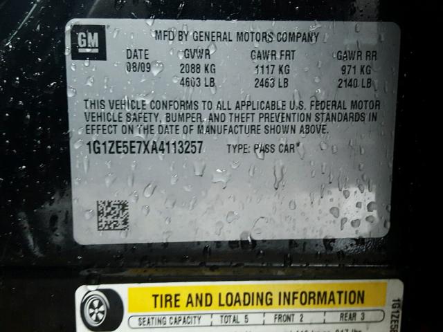 1G1ZE5E7XA4113257 - 2010 CHEVROLET MALIBU LTZ BLACK photo 10