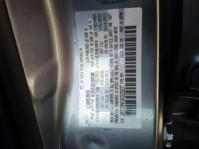 JM3TB2MA3A0229237 - 2010 MAZDA CX-9 GRAY photo 10