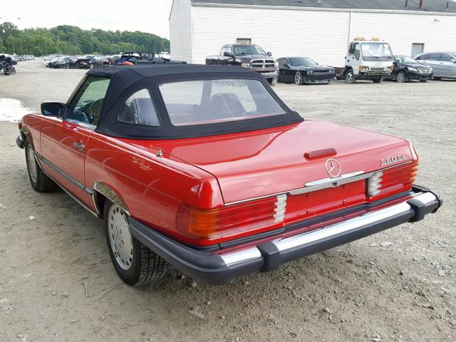 WDBBA48D5JA079552 - 1988 MERCEDES-BENZ 560 SL RED photo 3