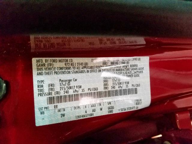 1FADP3J2XEL347085 - 2014 FORD FOCUS TITA RED photo 10