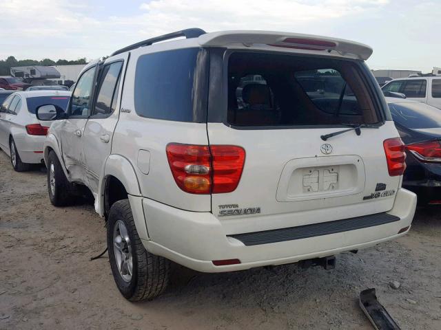 5TDBT48A33S202546 - 2003 TOYOTA SEQUOIA LI WHITE photo 3