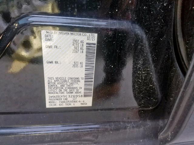 1N4AZ0CP7FC326958 - 2015 NISSAN LEAF S BLACK photo 10