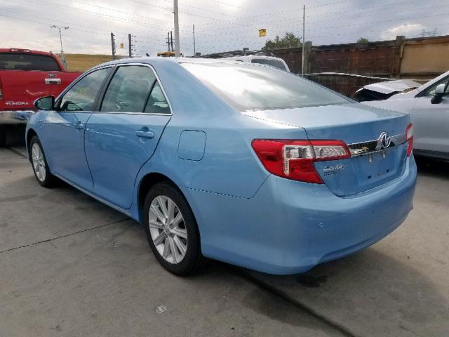 4T1BD1FKXDU083684 - 2013 TOYOTA CAMRY HYBR BLUE photo 3