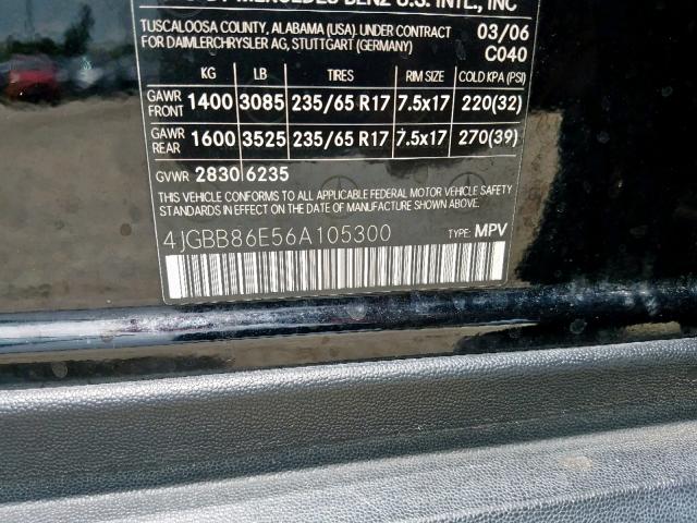 4JGBB86E56A105300 - 2006 MERCEDES-BENZ ML 350 BLACK photo 10