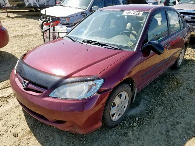 2HGES15314H931845 - 2004 HONDA CIVIC DX V MAROON photo 2