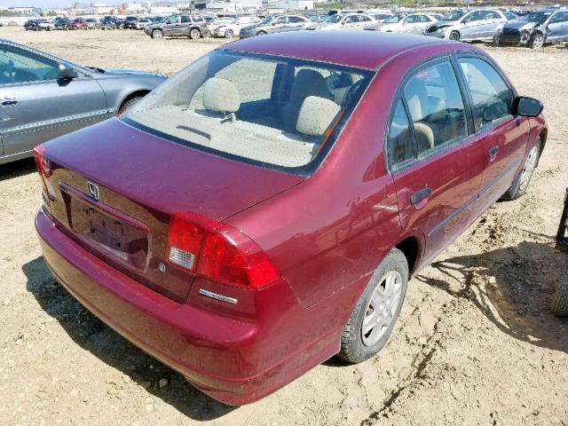 2HGES15314H931845 - 2004 HONDA CIVIC DX V MAROON photo 4