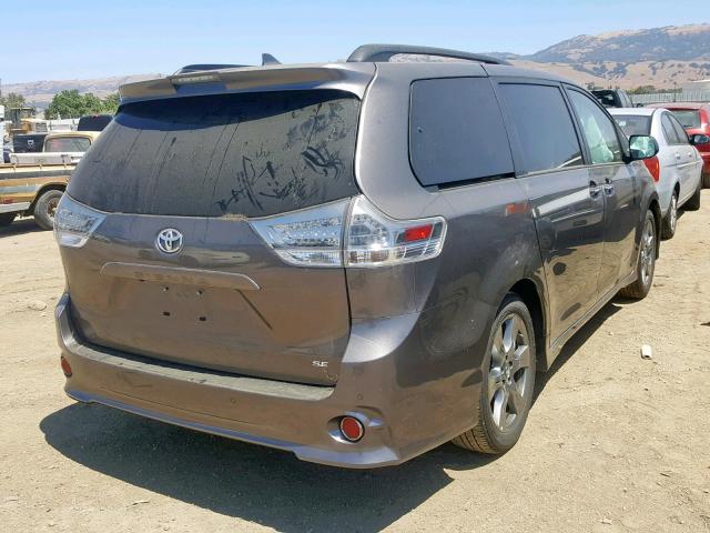 5TDXZ3DC9KS987076 - 2019 TOYOTA SIENNA SE GRAY photo 4