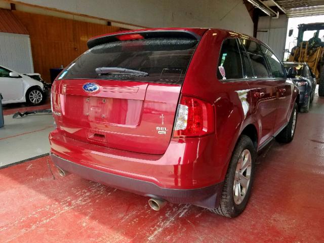 2FMDK4JC7DBC80771 - 2013 FORD EDGE SEL RED photo 4