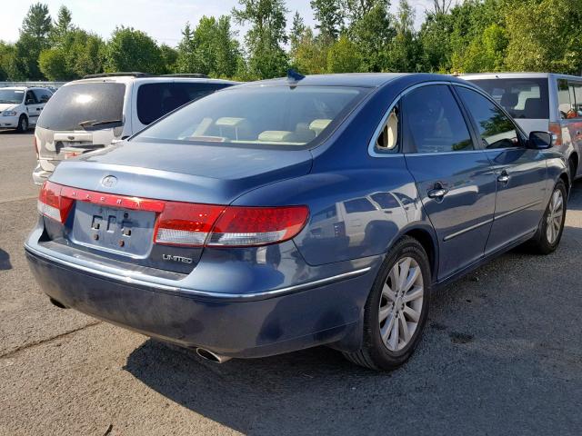 KMHFC46F19A342421 - 2009 HYUNDAI AZERA SE BLUE photo 4