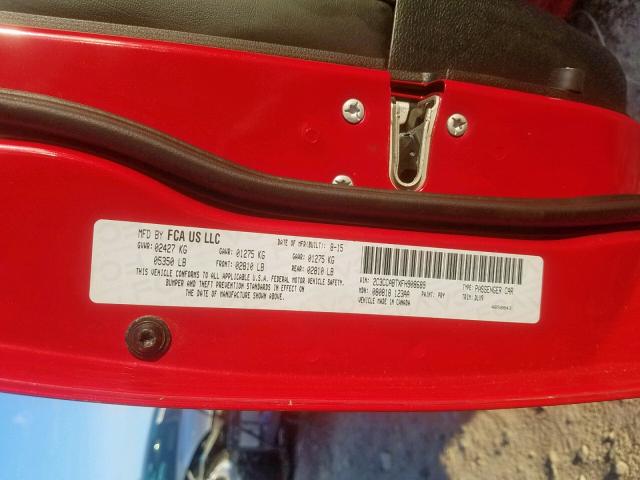 2C3CCABTXFH908689 - 2015 CHRYSLER 300 S RED photo 10