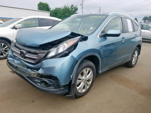 5J6RM4H7XDL066803 - 2013 HONDA CR-V EXL BLUE photo 2