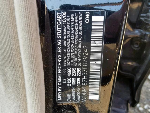 WDBRF87H37F879242 - 2007 MERCEDES-BENZ C 350 4MAT BLACK photo 10