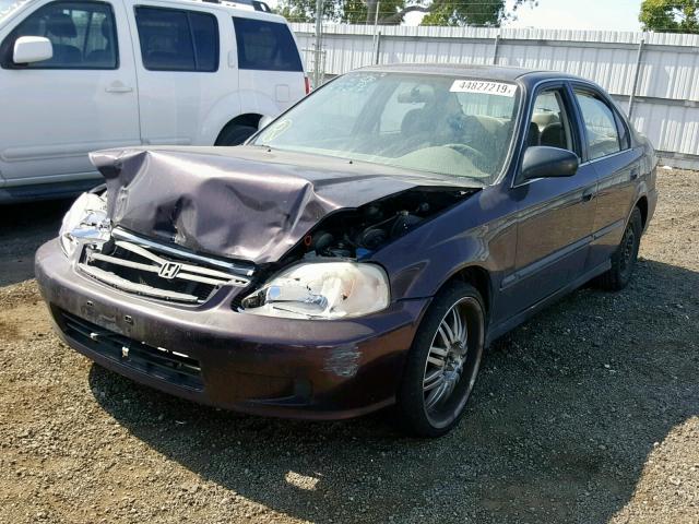 1HGEJ6675YL007161 - 2000 HONDA CIVIC LX BROWN photo 2