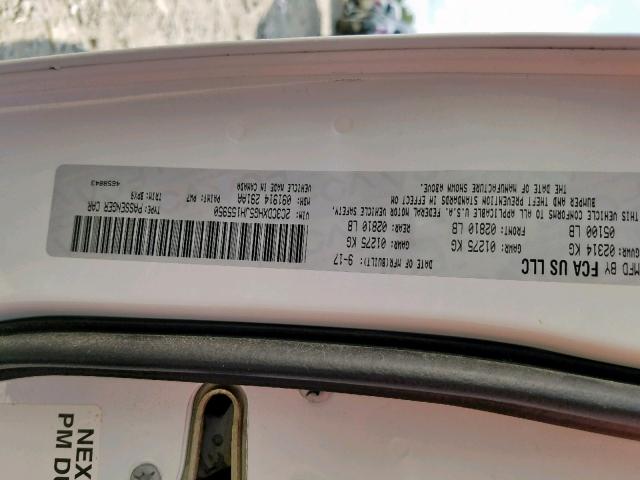 2C3CDXHG5JH155950 - 2018 DODGE CHARGER SX WHITE photo 10