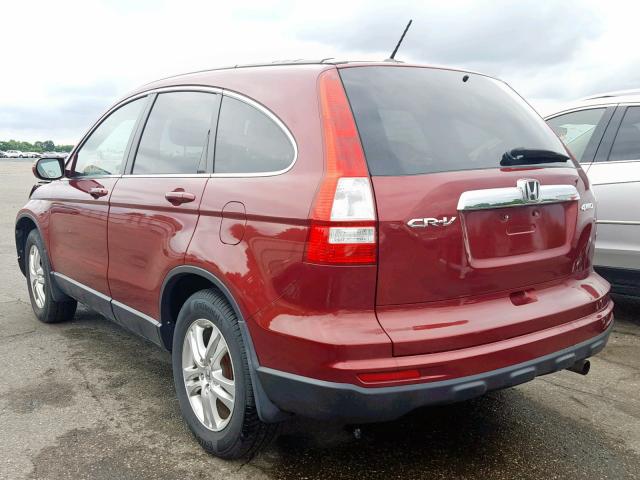 5J6RE4H75AL061677 - 2010 HONDA CR-V EXL MAROON photo 3