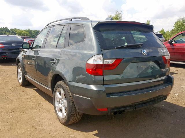 WBXPC93418WJ16585 - 2008 BMW X3 3.0SI GREEN photo 3