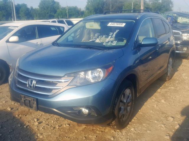 5J6RM4H75EL080657 - 2014 HONDA CR-V EXL TEAL photo 2