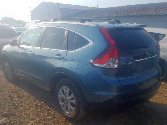 5J6RM4H75EL080657 - 2014 HONDA CR-V EXL TEAL photo 3