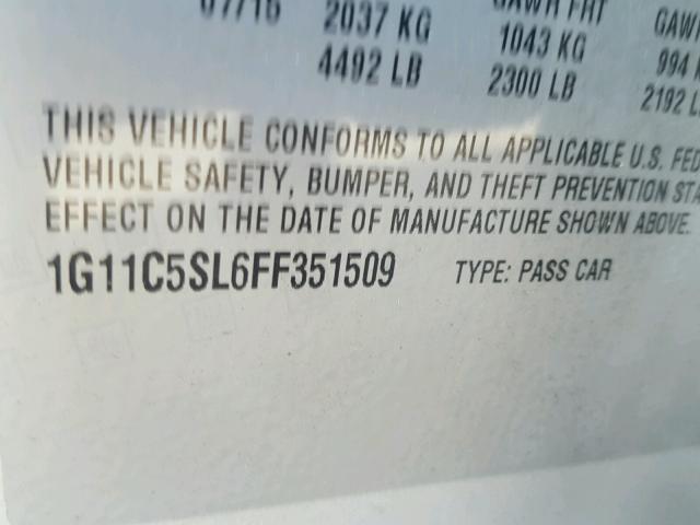 1G11C5SL6FF351509 - 2015 CHEVROLET MALIBU 1LT SILVER photo 10