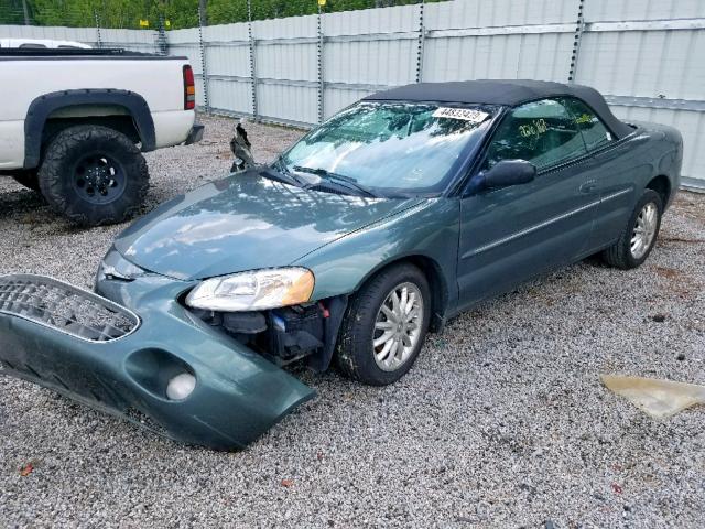 1C3EL55R22N248441 - 2002 CHRYSLER SEBRING LX GREEN photo 2