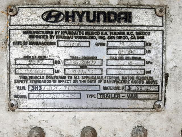 3H3V482C47T271045 - 2007 HYUNDAI REEFER WHITE photo 10