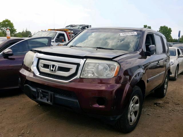 5FNYF4H28AB008025 - 2010 HONDA PILOT LX MAROON photo 2