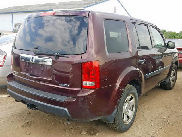 5FNYF4H28AB008025 - 2010 HONDA PILOT LX MAROON photo 4