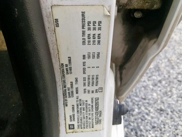 1GCDT43E488209763 - 2008 CHEVROLET COLORADO L WHITE photo 10