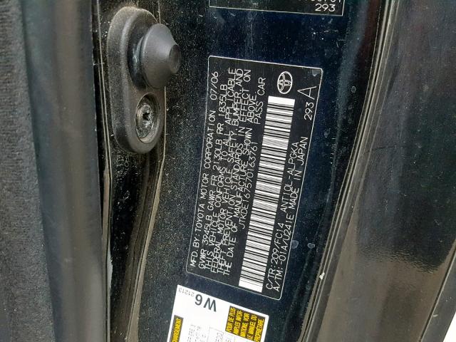 JTKDE167570163761 - 2007 TOYOTA SCION TC შავი ფოტო 10