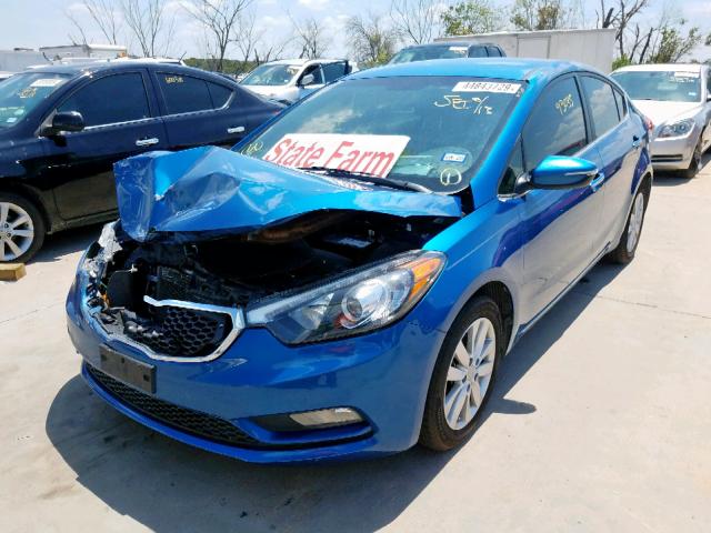 KNAFX4A8XE5161710 - 2014 KIA FORTE EX BLUE photo 2