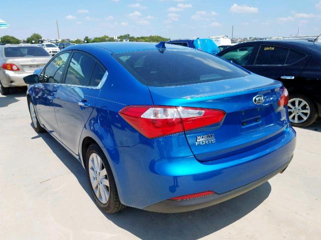 KNAFX4A8XE5161710 - 2014 KIA FORTE EX BLUE photo 3