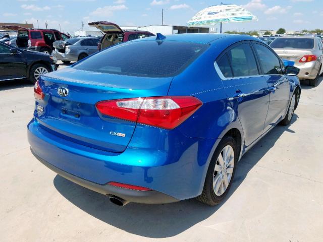 KNAFX4A8XE5161710 - 2014 KIA FORTE EX BLUE photo 4