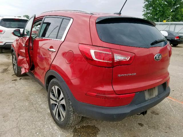 KNDPC3A21D7506621 - 2013 KIA SPORTAGE E RED photo 3