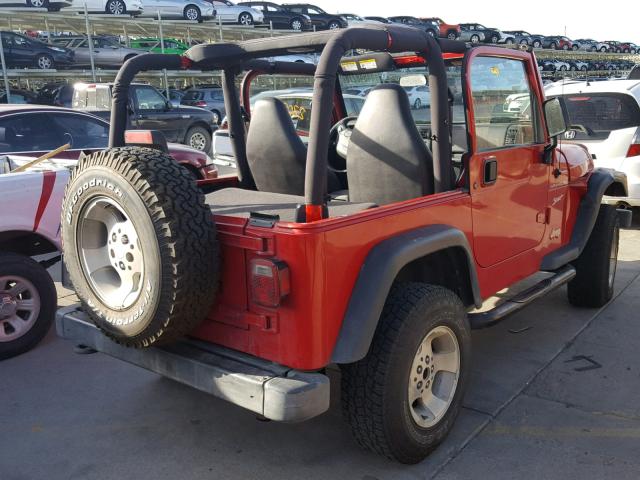 1J4FA49S52P714259 - 2002 JEEP WRANGLER / RED photo 4