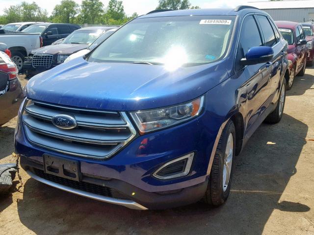 2FMTK4J81FBB39883 - 2015 FORD EDGE SEL BLUE photo 2