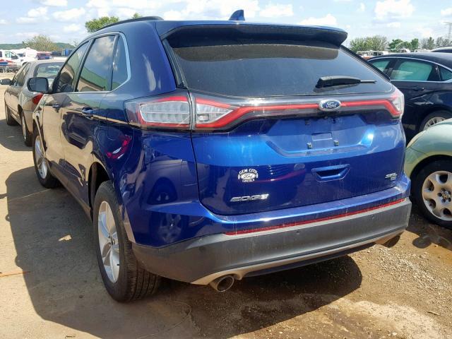 2FMTK4J81FBB39883 - 2015 FORD EDGE SEL BLUE photo 3