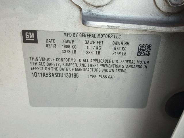 1G11A5SA5DU133185 - 2013 CHEVROLET MALIBU LS 银色 照片 10