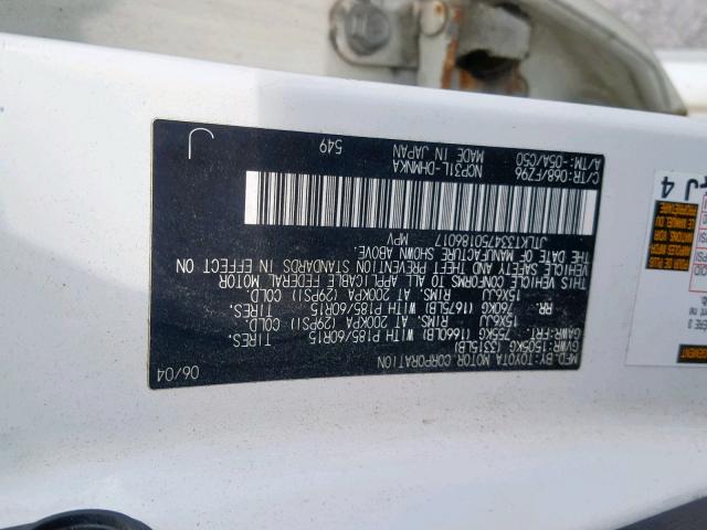 JTLKT334750186017 - 2005 TOYOTA SCION XB 白色 照片 10