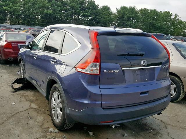 5J6RM4H74CL082381 - 2012 HONDA CR-V EXL BLUE photo 3