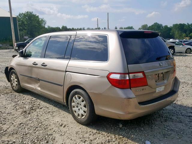 5FNRL38297B096485 - 2007 HONDA ODYSSEY LX TAN photo 3