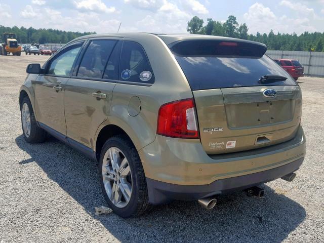 2FMDK3JC9CBA02172 - 2012 FORD EDGE SEL GOLD photo 3