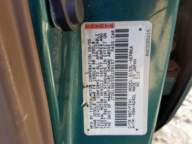 JT2EL56E5S0109157 - 1995 TOYOTA TERCEL DX GREEN photo 10