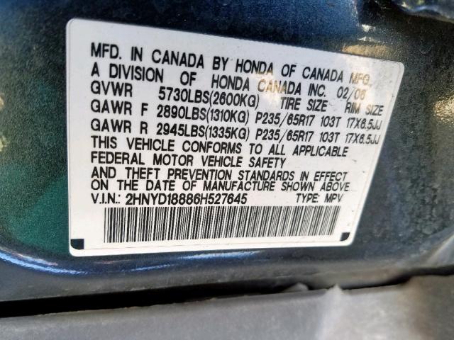 2HNYD18886H527645 - 2006 ACURA MDX TOURIN GRAY photo 10