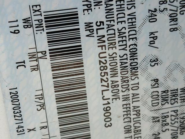 5LMFU28527LJ19003 - 2007 LINCOLN NAVIGATOR Ağ foto 10