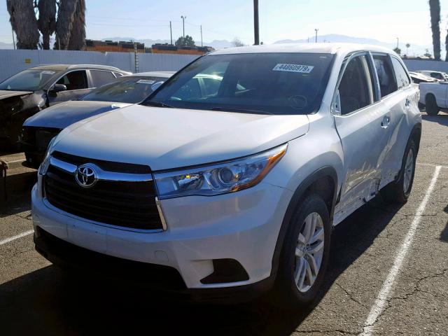 5TDZARFH5FS009434 - 2015 TOYOTA HIGHLANDER WHITE photo 2