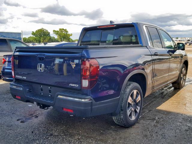 5FPYK3F65KB015776 - 2019 HONDA RIDGELINE BLUE photo 4