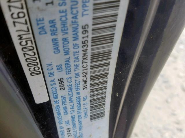 3VWCA21C7XM435195 - 1999 VOLKSWAGEN NEW BEETLE ლურჯი ფოტო 10