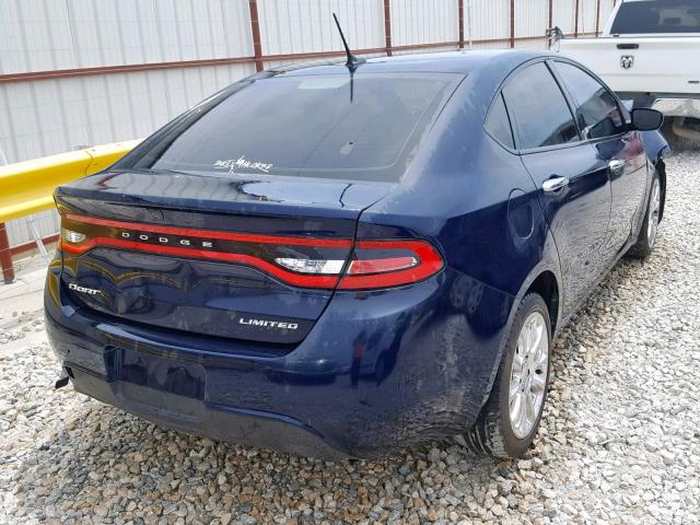 1C3CDFCA0DD107304 - 2013 DODGE DART LIMIT BLUE photo 4