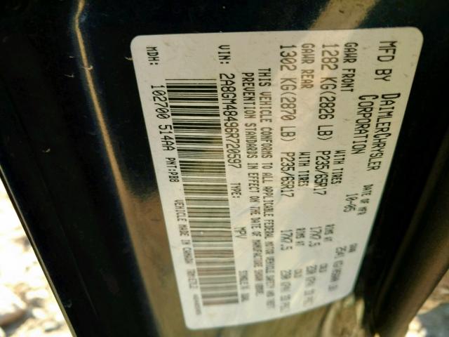 2A8GM48496R720597 - 2006 CHRYSLER PACIFICA BLUE photo 10