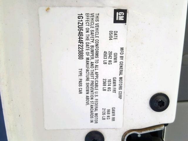 1G1ZU64844F223880 - 2004 CHEVROLET MALIBU MAX 白色 照片 10